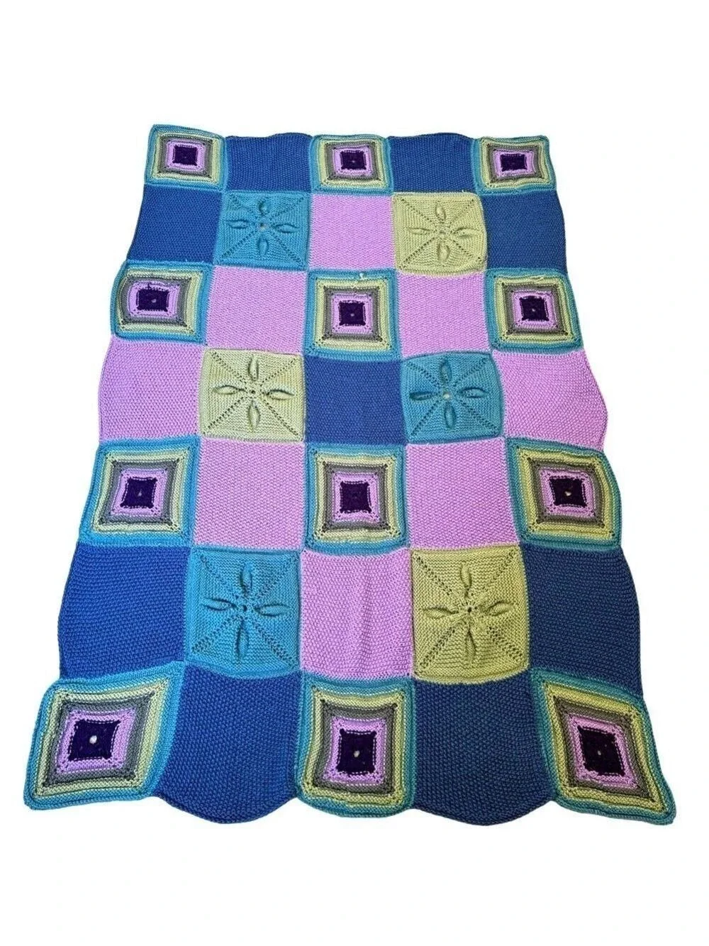 Vintage Mary Maxim Cottagecore 3D Flower Patch Throw Afghan 70